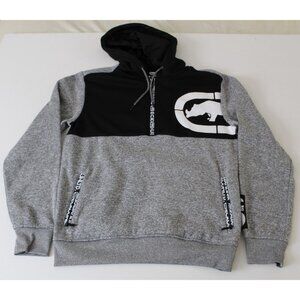 Ecko Unltd Mens S Gray Black Colorblock Rhino Logo Pullover Hoodie Sweatshirt